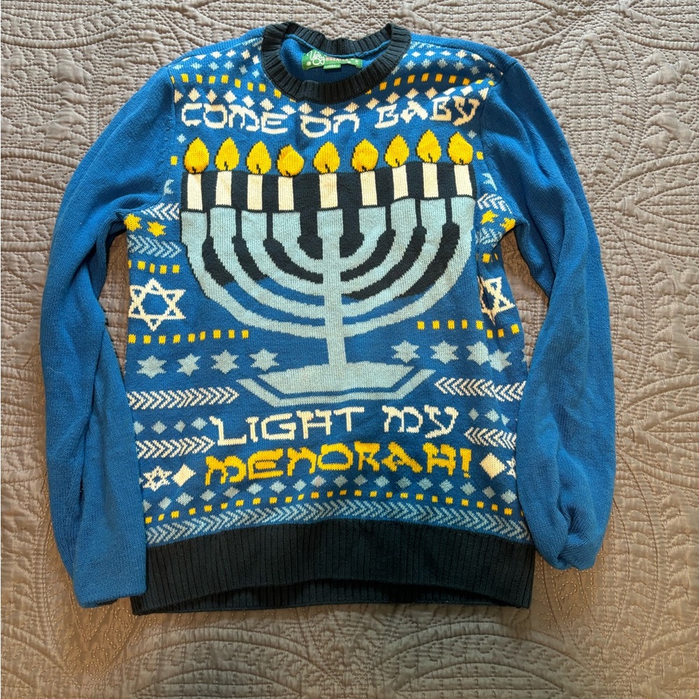 Ugly Christmas Sweater Blue and Black Crewneck